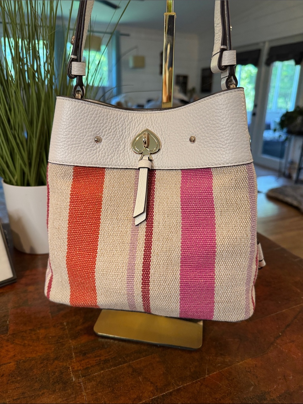Kate Spade New York Marti Striped Canvas Small Bucket Bag